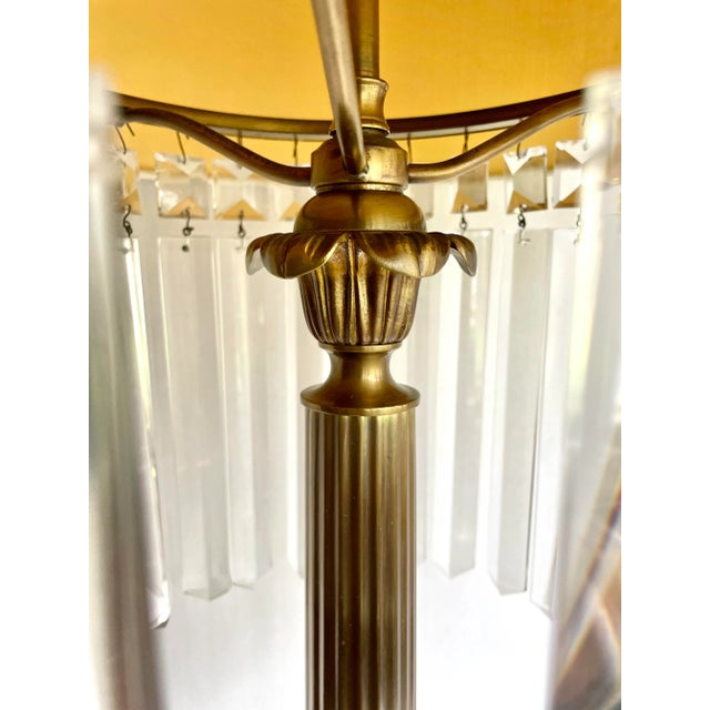 Metal 1950s Hollywood Regency Crystal Brass and Marble Statement Lamp For Sale - Image 7 of 12