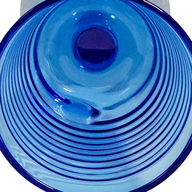Glass Late 20th Century Villeroy & Boch Conga White Swirl Cobalt Crystal Wine Goblets Set of 4 For Sale - Image 7 of 13