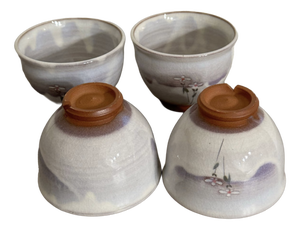 Hagi Ware Yunomi Tea Cups by Yuka Matsuo, Set of 4