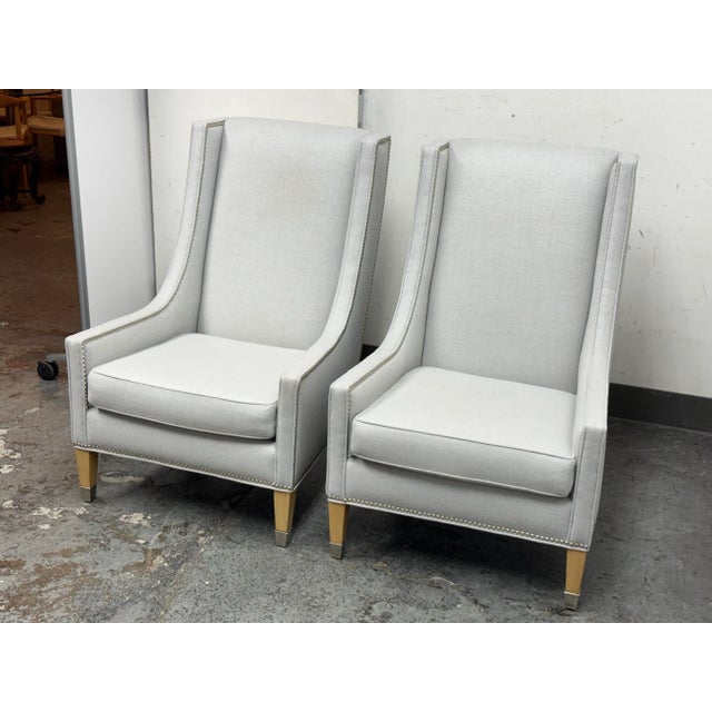Design Plus Gallery present s a Pair of Custom Arm Chairs. A fine blend of modern aesthetics and traditional design...