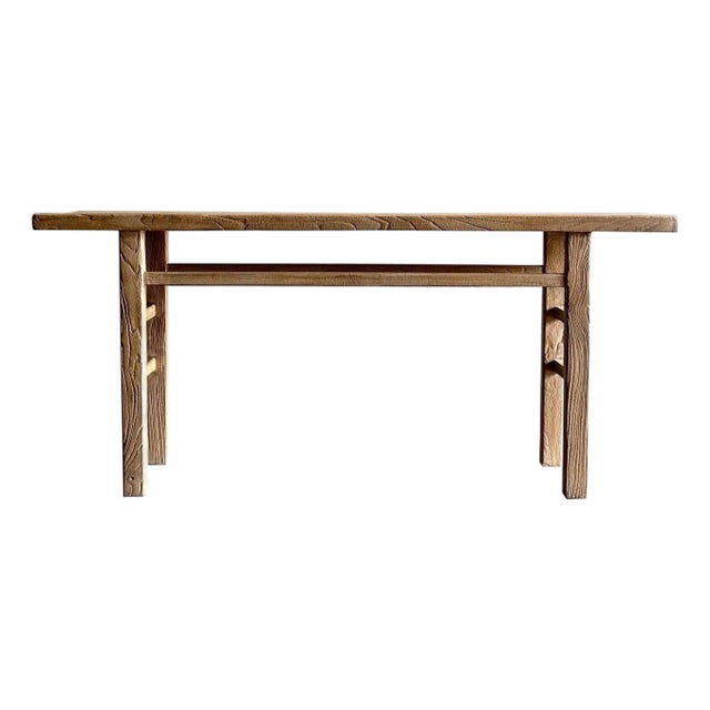 Custom Reclaimed Elm Wood Console Table - 55" For Sale