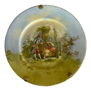 Antique Hand Painted Limoges W G Co Victorian Couple Portrait Plate