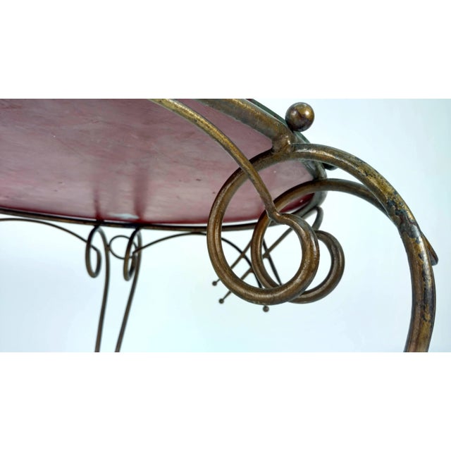 1940s Gilt Metal Table and Gold Leaf Glass Top For Sale - Image 5 of 10