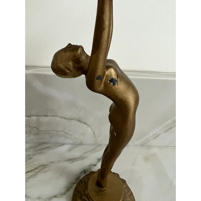 Frankart 1920's Art Deco Frankart Style Nude Woman Smoking Standing Ashtray For Sale - Image 4 of 11