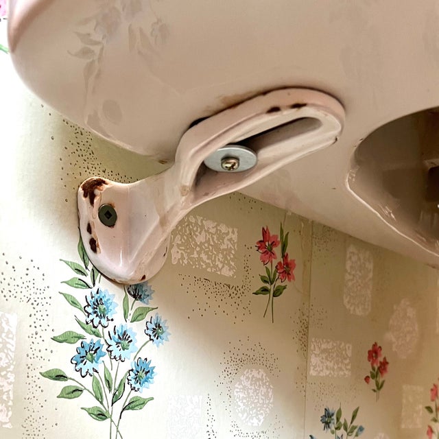 White Antique Crane Pedestal Sink 1920's For Sale - Image 8 of 10