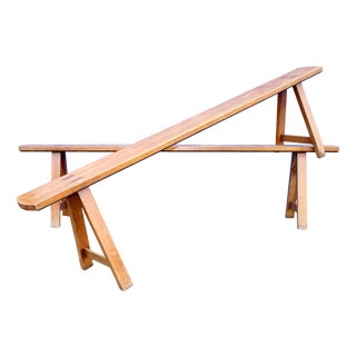 Antique French Cherry Wood Bench, 1800s For Sale