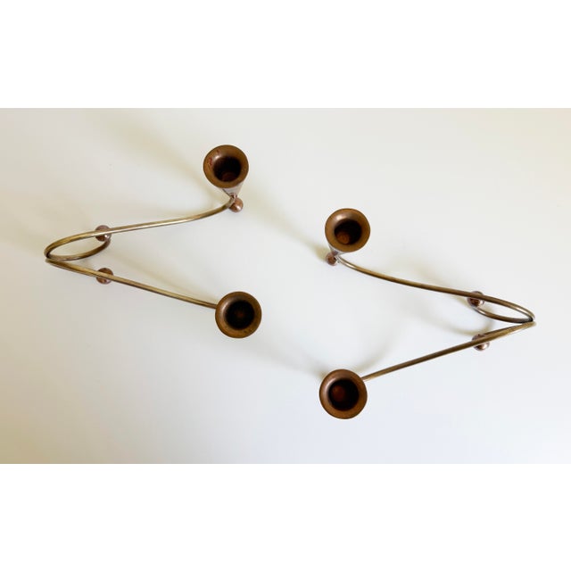 Metal 1960s Los Castillos-Style Modernist Brass & Copper Candle Holders - A Pair For Sale - Image 7 of 12