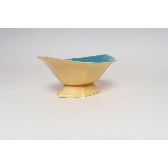 Art Deco Art Deco Matte Yellow and Glossy Blue Ceramic Console Bowl by Cowan Pottery For Sale - Image 3 of 14