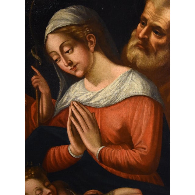 Baroque Circle of Giovanni Battista Ramenghi, Holy Family, 1620, Oil on Canvas, Framed For Sale - Image 3 of 18