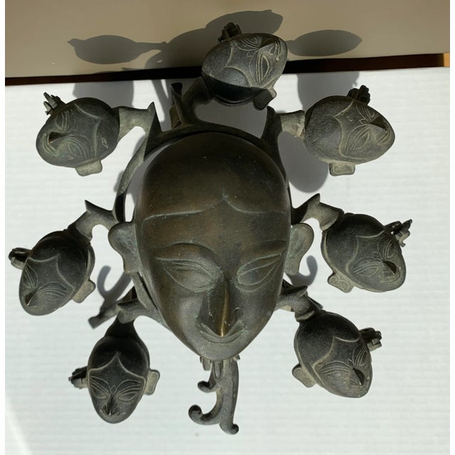 Metal Vintage Hindu Deity Bronze Incense Burner For Sale - Image 7 of 7