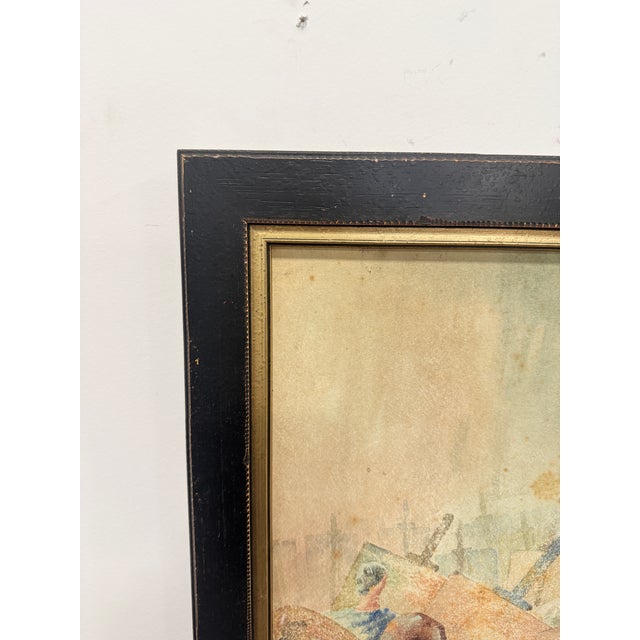 Executed in watercolor on artist board, this lively studio composition by Martin J. Murray (Rhode Island, 1908–1997)...