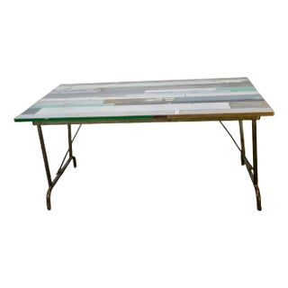 Folding Table with Patchwork Plane, 1970s For Sale