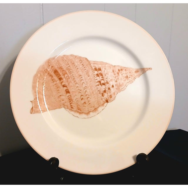 Fitz and Floyd 4 Fitz and Floyd Coquille Dinner Plates, Peach Seashell Pattern For Sale - Image 4 of 7