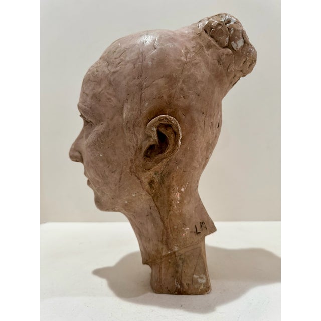 Sculpture Materials 1960s Larry Mohr Painted Plaster Terrac Bust Sculpture Signed From Artist Estate For Sale - Image 7 of 11