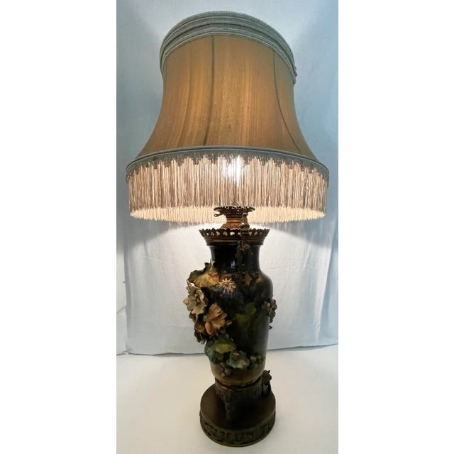 19th Century 19th C. Over-Scale Lamp W/3-Dimensional Floral Details & Orientalist Bronze Mounts For Sale - Image 5 of 13