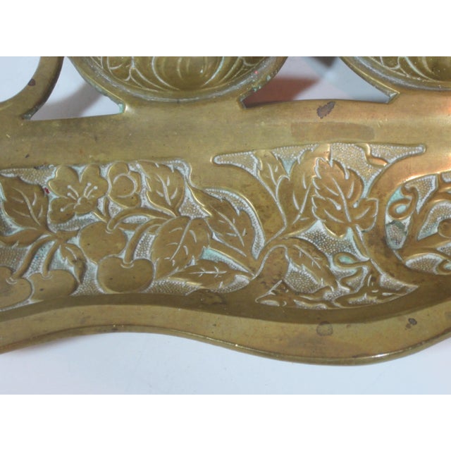 1900 - 1909 Solid Brass Art Nouveau Ink Stand For Sale - Image 5 of 8