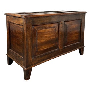 Early 20th Century Oak Blanket Box with Panelled Front For Sale