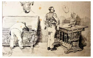 Henri Pille, The Artist's Studio, 19th Century, Ink on Paper