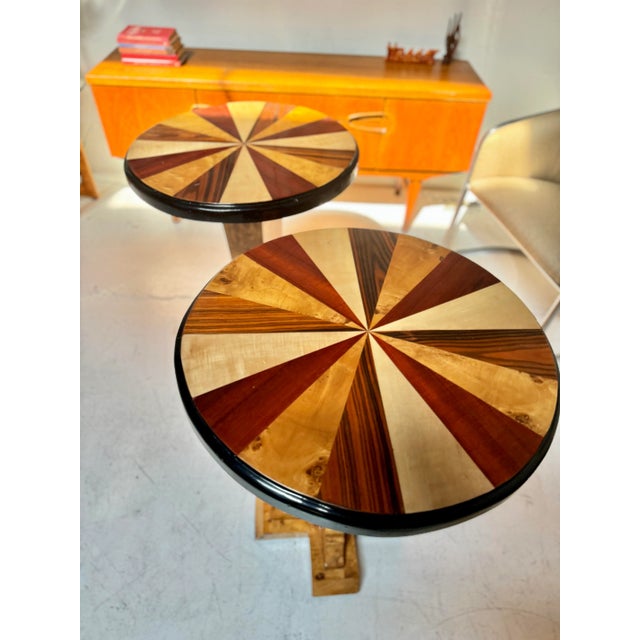 Brown A Set of 2 Late 20th Century Art Deco Style Burl Side Tables For Sale - Image 8 of 12