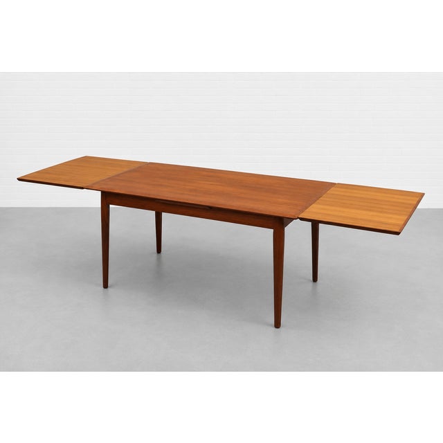 Danish Mid Century Modern Teak Dining Table, Hidden Leaves, C. 1960’s For Sale - Image 9 of 14