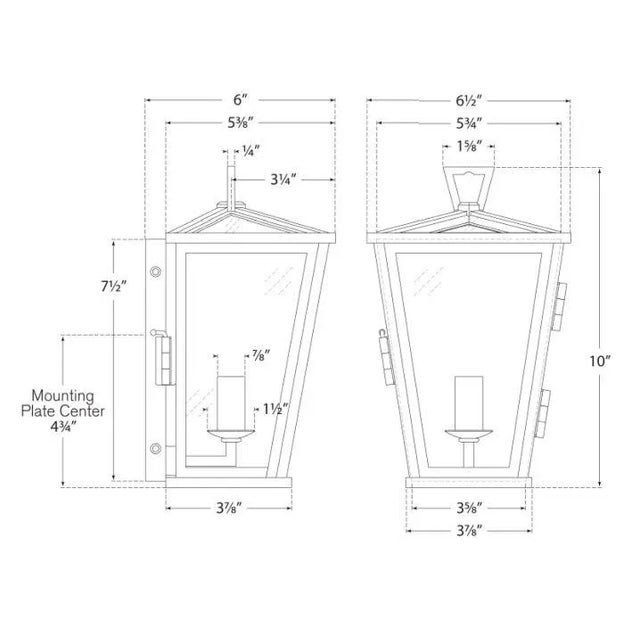 Transitional Chapman & Myers for Visual Comfort Signature Darlana Mini 3/4 Wall Lantern in Bronze with Clear Glass For Sale - Image 3 of 3