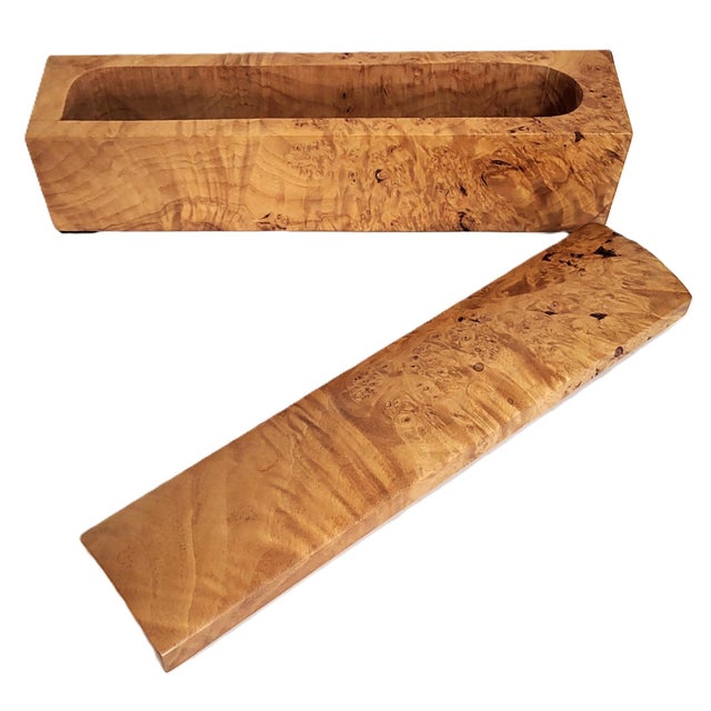 Rare Vintage American Carved Burled Walnut Pen & Jewelry Box by Michael Elkan For Sale - Image 9 of 14