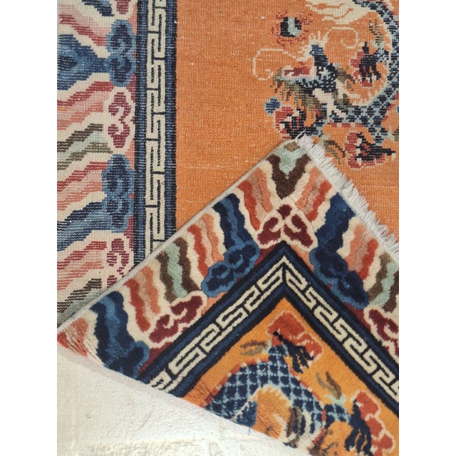 Vintage Chinese Dragon Rug, Hand Knotted Wool Tibetan Style Chinoiserie Accent Rug 5'8" X 3' For Sale In Los Angeles - Image 6 of 9