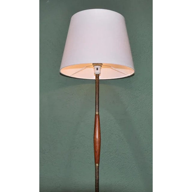 Danish Gold Metal Floor Lamp, 1960s For Sale - Image 4 of 11