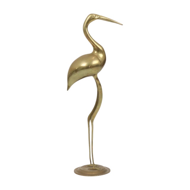 1970s Large Hollywood Regency Brass Crane Bird, 1970s For Sale - Image 5 of 16