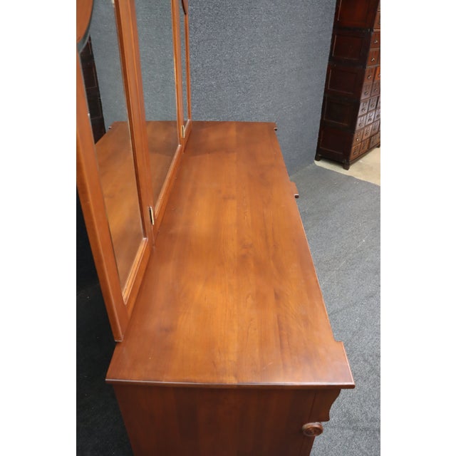Dutch Designs Cherry Dresser With Tri-Fold Mirror For Sale - Image 9 of 13