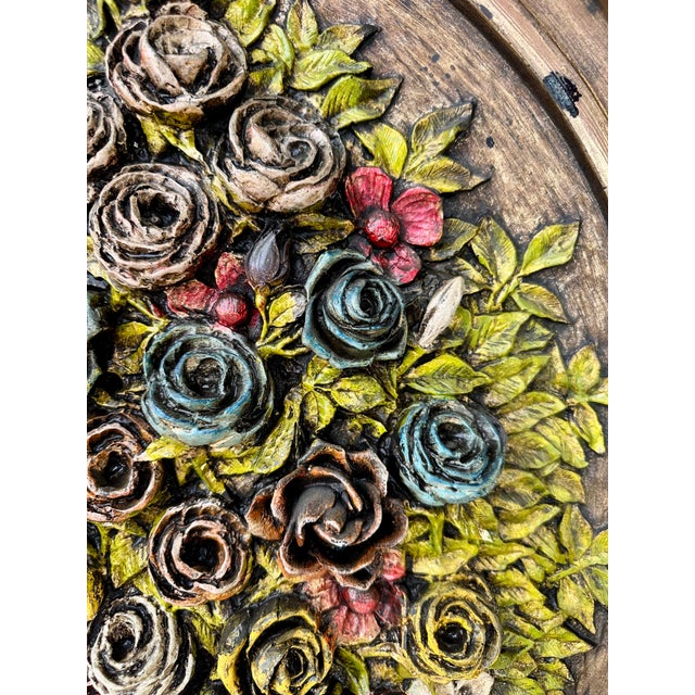 Vintage 1970s Finesse Originals Large Oval Shaped Fiberglass Rose Bouquet 3d Wall Art For Sale - Image 9 of 12