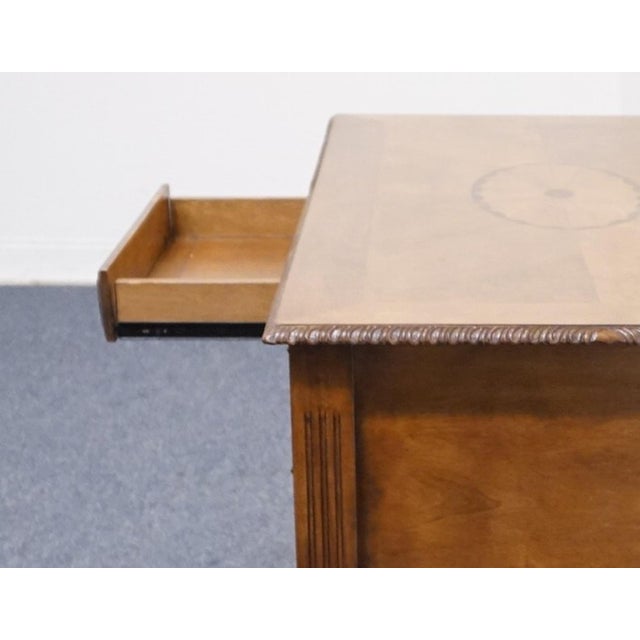 High End Contemporary Traditional 60" Computer Desk W. Sunburst Marquetry Top For Sale - Image 12 of 17