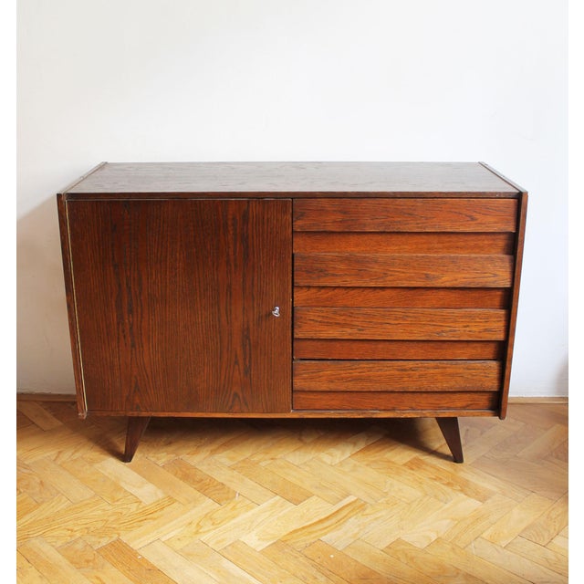 Mid-Century Modern Vintage U-458 Sideboard in Dark Oak by Jiří Jiroutek for Interier Praha, Czechoslovakia, 1972 For Sale - Image 3 of 18