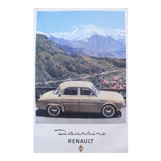 1950s French Vintage Car Poster, Renault Dauphine For Sale