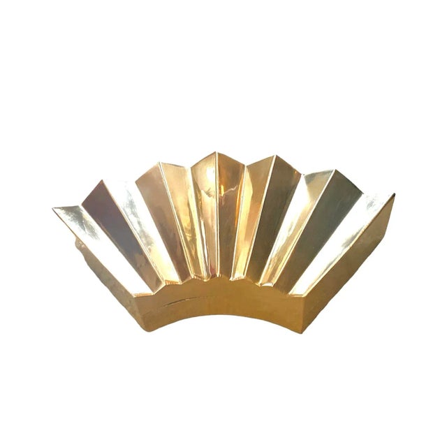 Vintage Large Postmodern Brass Eventail / Fan Box For Sale - Image 4 of 10