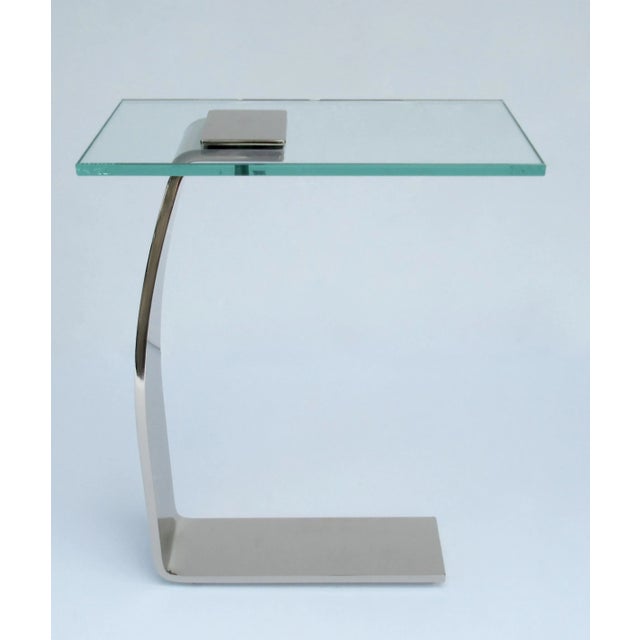 DIA - Design Institute America C.1980's D. I. A. (Design Institute for America) Cantilevered, Polished Nickel & Glass Top Accent/Occasional/Drinks Table For Sale - Image 4 of 12