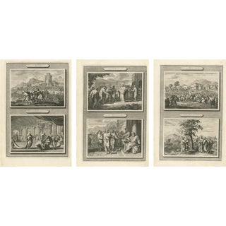 Pieter Mortier, Double-Scene Biblical Plates, Copper Engravings, 1700, Set of 3 For Sale