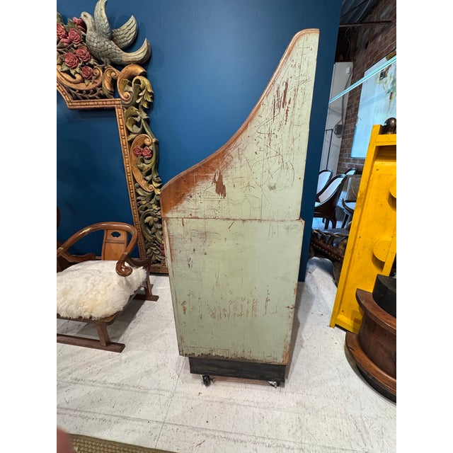 Rustic Antique Painted Pine Slant-Front Desk With Original Graffiti Patina For Sale - Image 3 of 12