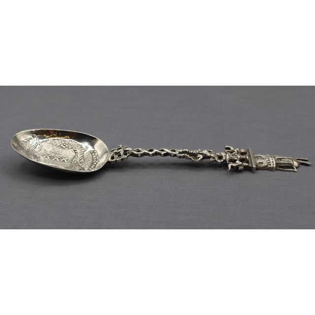 Pre-1953 Amsterdam souvenir spoon, 833 standard silver. Hallmarks & key for export. City coat of arms. Cast & handraised...