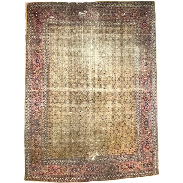 Circa 1930's Rug with Mustard Saffron & Salmon Colors 9.3. X 12.3 For Sale - Image 13 of 13