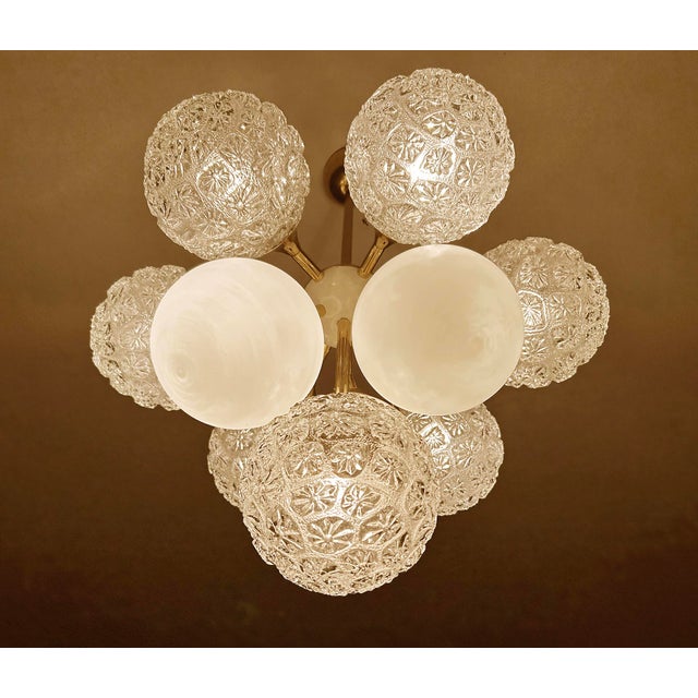 Metal Large Italian Space Age Pendant Light in Glass, 1960s For Sale - Image 7 of 18