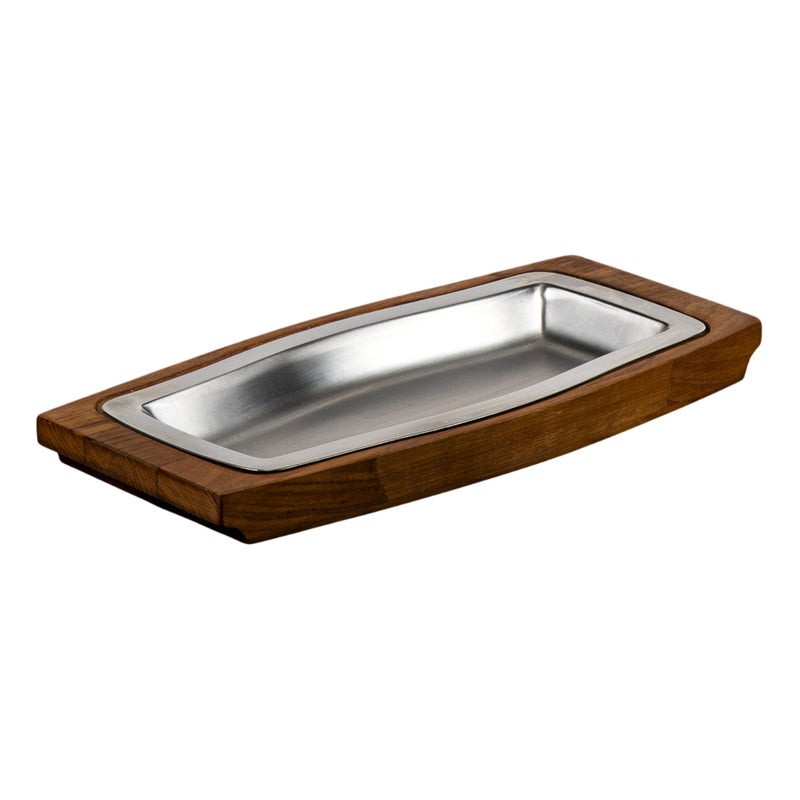 Steel And Wood Tray From Viners Of Sheffield, England, 1980s