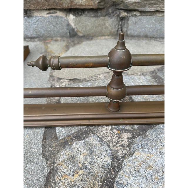 Vintage French Mid-Century Brass Fireplace Fender For Sale - Image 4 of 12