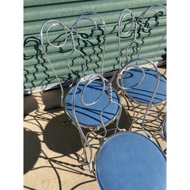 Royal Blue Vintage Mid Century 1950’s Chrome Ice Cream Chairs Priced Each For Sale - Image 8 of 8