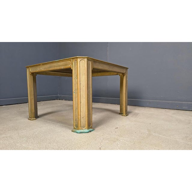 Bronze coffee or side table by Peter Van Heeck, Netherlands. Beautiful, brutalist table frame with a smoked glass top....