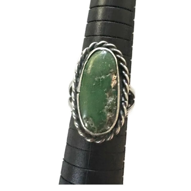 Vintage Turquoise and Sterling Silver Ring, Size 8 For Sale - Image 4 of 4