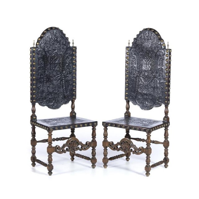 High-Backed Chairs with Coats of Arms, 19th Century, Set of 2 For Sale - Image 6 of 6