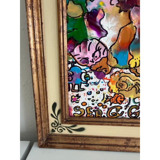 Set of 2 Abstract Paintings by Serg Graff "Flower Fairy" | "Mr Umbrella" Framed For Sale - Image 4 of 17