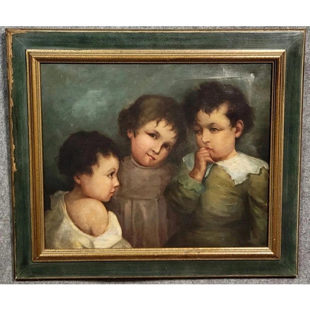 The Three Children, Early 20th Century, Oil on Canvas, Framed For Sale - Image 7 of 8