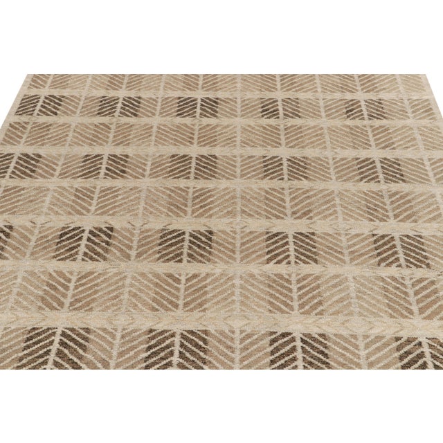 Rug & Kilim Scandinavian style hemp kilim in Beige, Brown Geometric Pattern by Rug & Kilim - 6x9 For Sale - Image 4 of 6